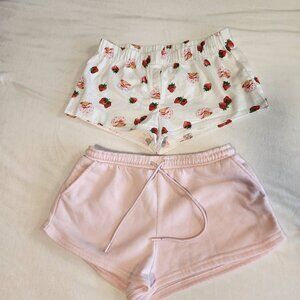 🍓 Lot of 2 Better Together Pink & Strawberry Shortcake Pajama Shorts | M